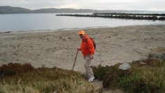 Rick Hammersley starting his walk in Bodega Bay, CA.