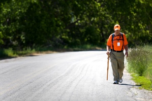 Rick Hammersley walks along Riverbottom Road in Spanish Fork during his walk across America Tuesday, May 27, 2008. Photo Courtesy of MARK JOHNSTON/Daily Herald.